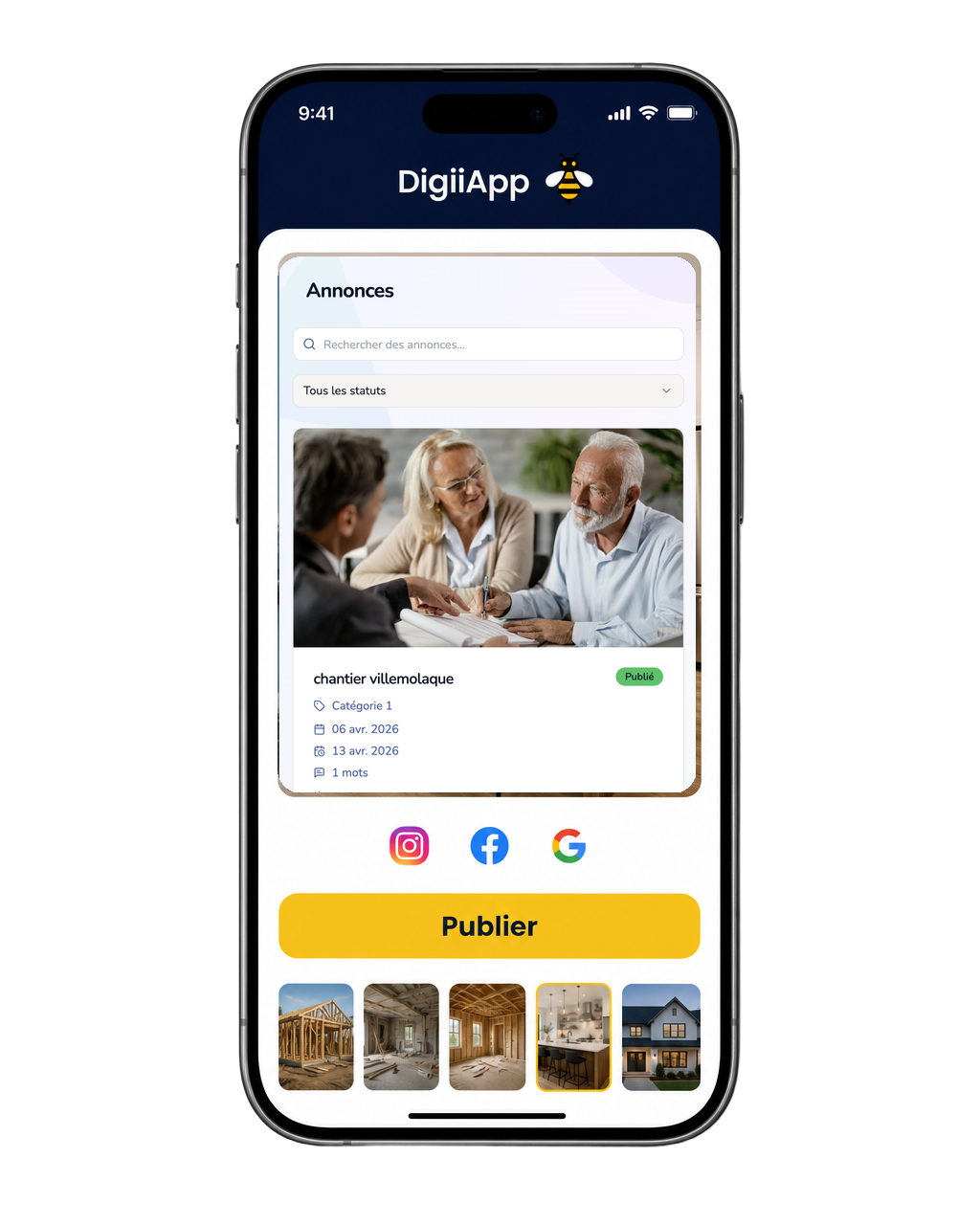 Aperçu de l'application mobile DigiiApp